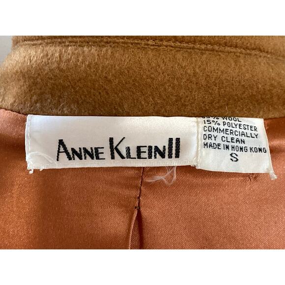 Anne Klein II Wool Blend Camel Colored Double Breasted Long Overcoat Women’s S - Picture 12 of 14